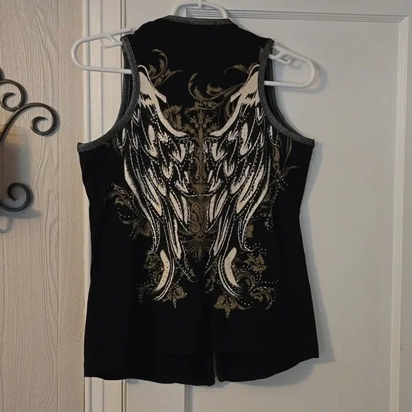 Los Angeles Apparel Black Angel Wing Tank Top - Picture 2 of 4
